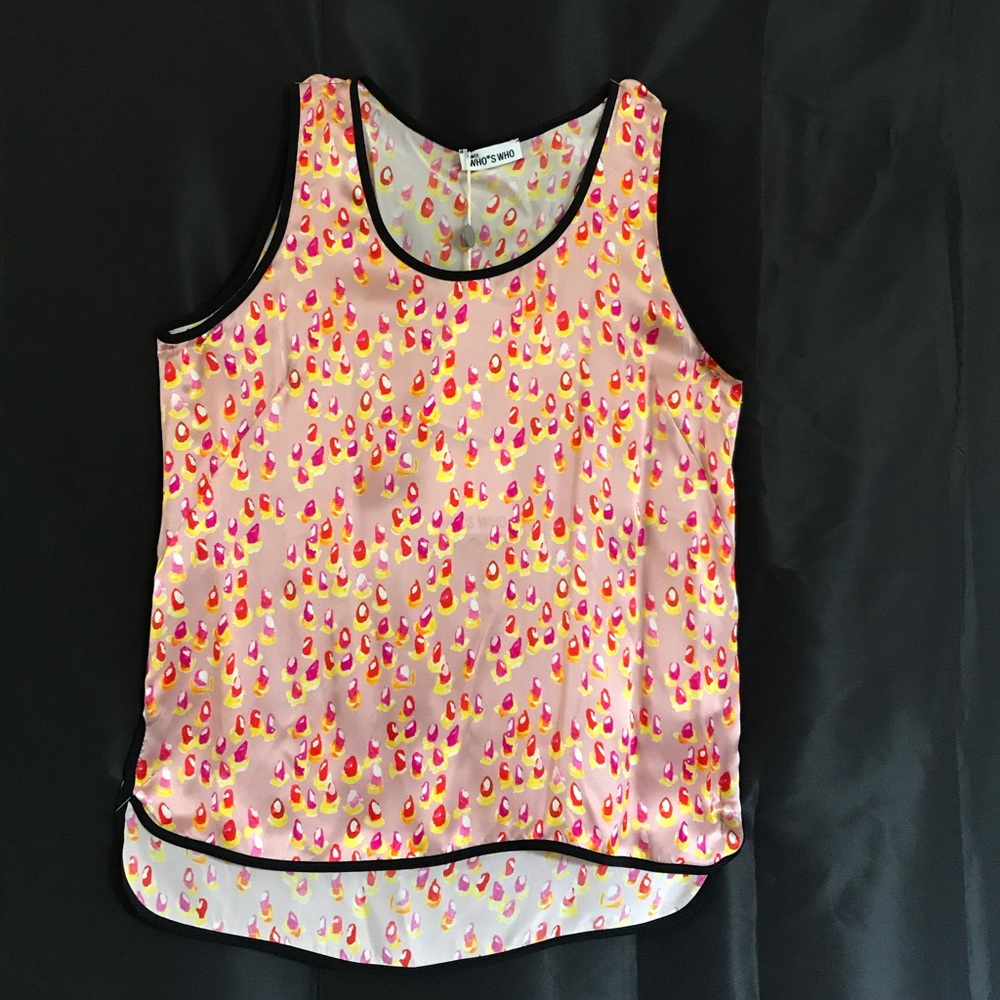 WHO’S WHO Silk blend sleeveless HI N LO blouse M